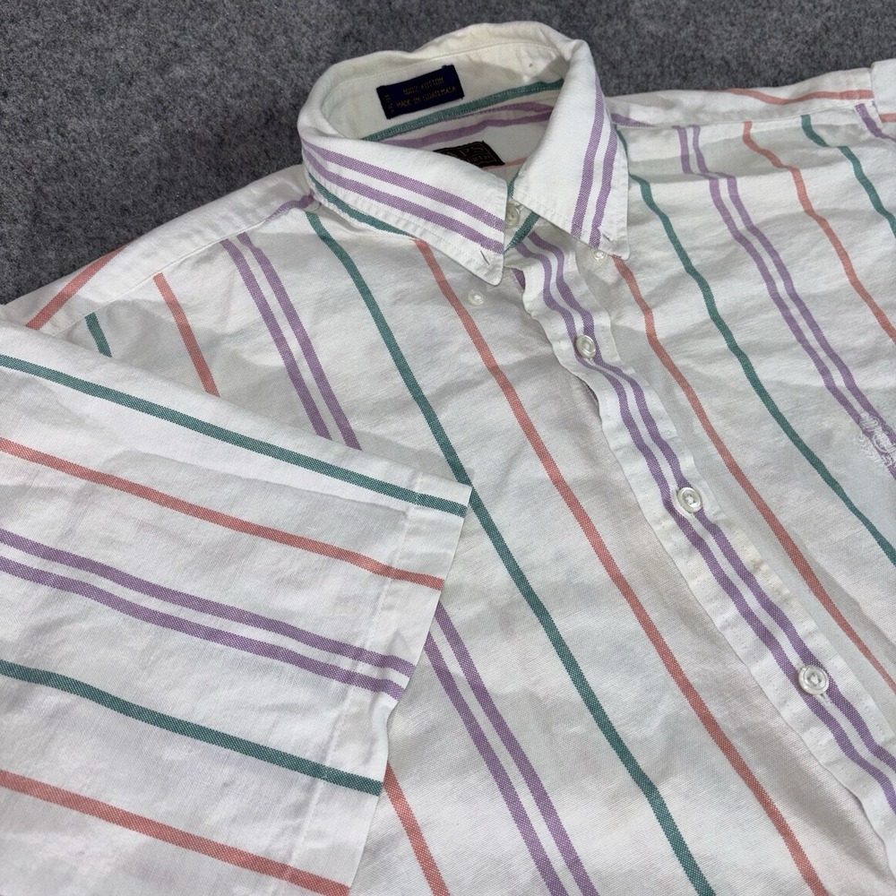 Chaps Ralph Lauren Shirt Mens 16 (Fits Large) Y2K‎ Short Sleeve Striped Button